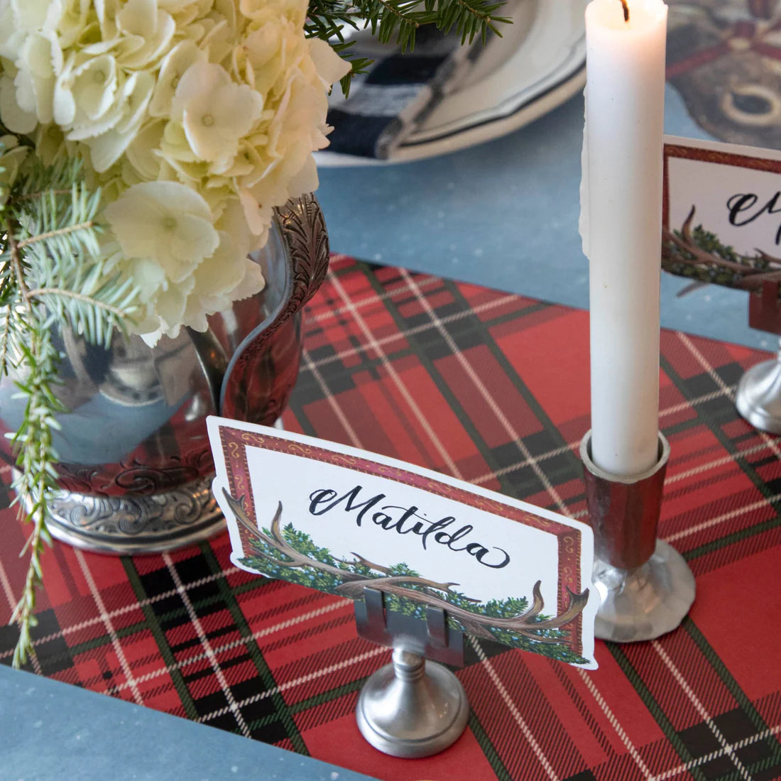 Paper Table Runner: Red Plaid