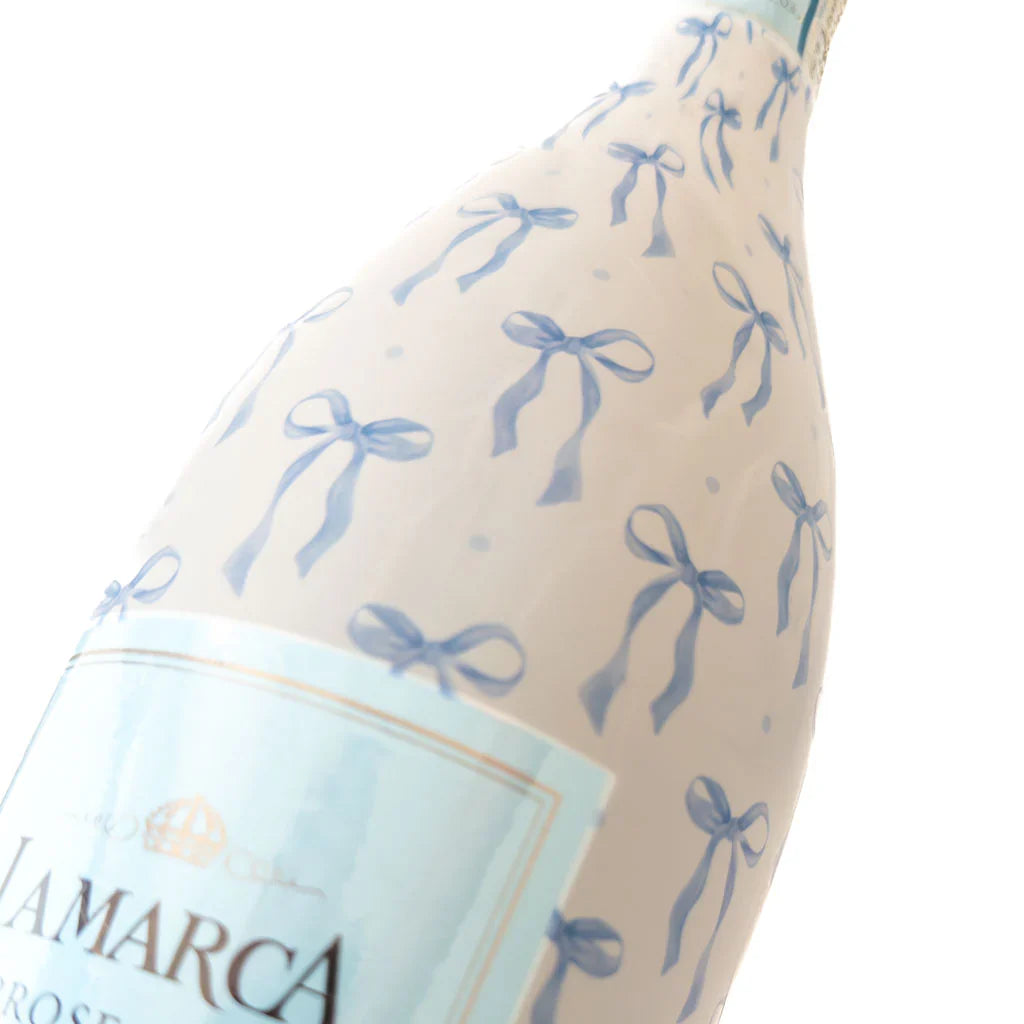 Beau Bottles Grandmillienial Blue Bows Bottle Wrap (La Marca Edition)