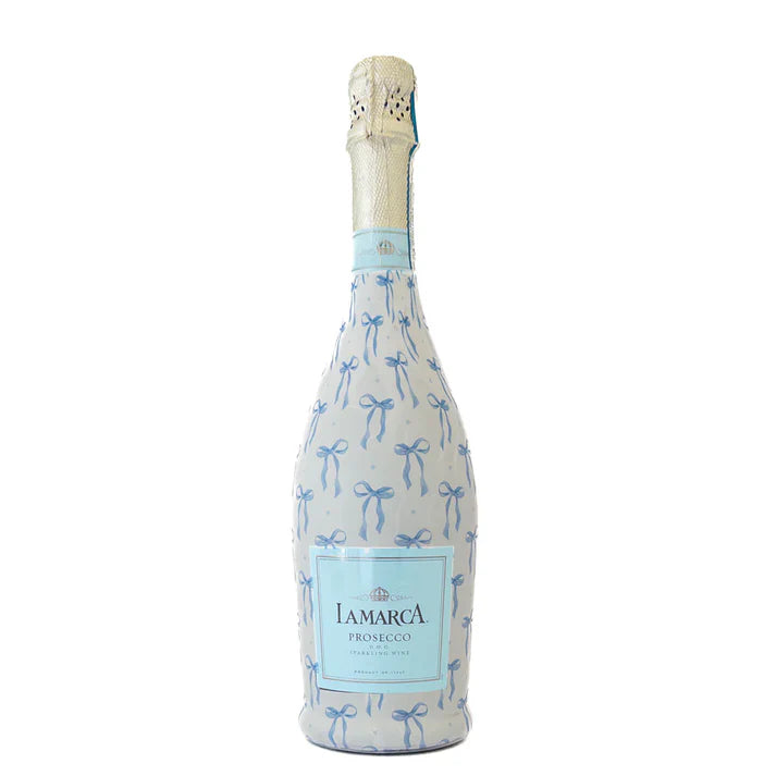 Beau Bottles Grandmillienial Blue Bows Bottle Wrap (La Marca Edition)