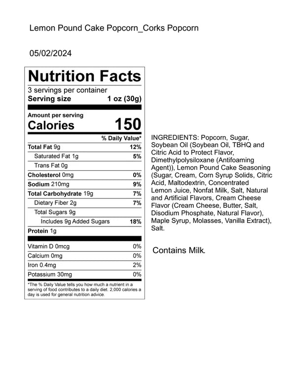 Lemon Poundcake Popcorn (3oz)