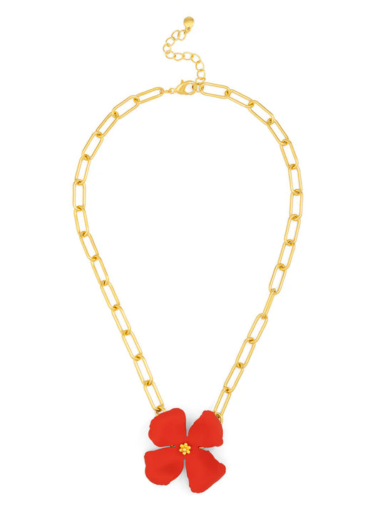 Mildred Matte Flower Link Necklace: Flame