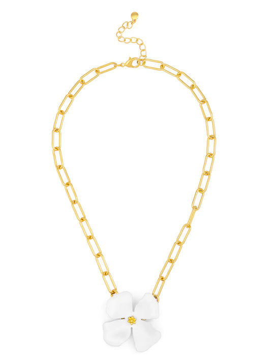 Mildred Matte Flower Link Necklace: White