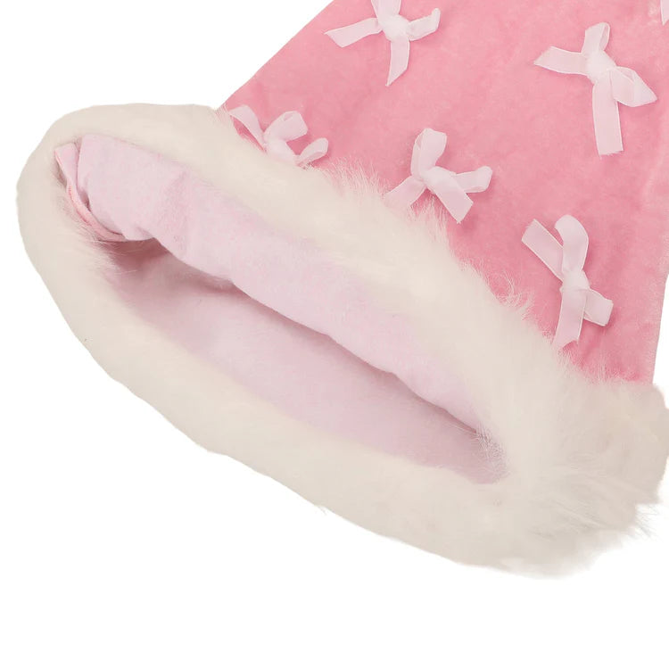 Pink Velvet & Bows Santa Hat