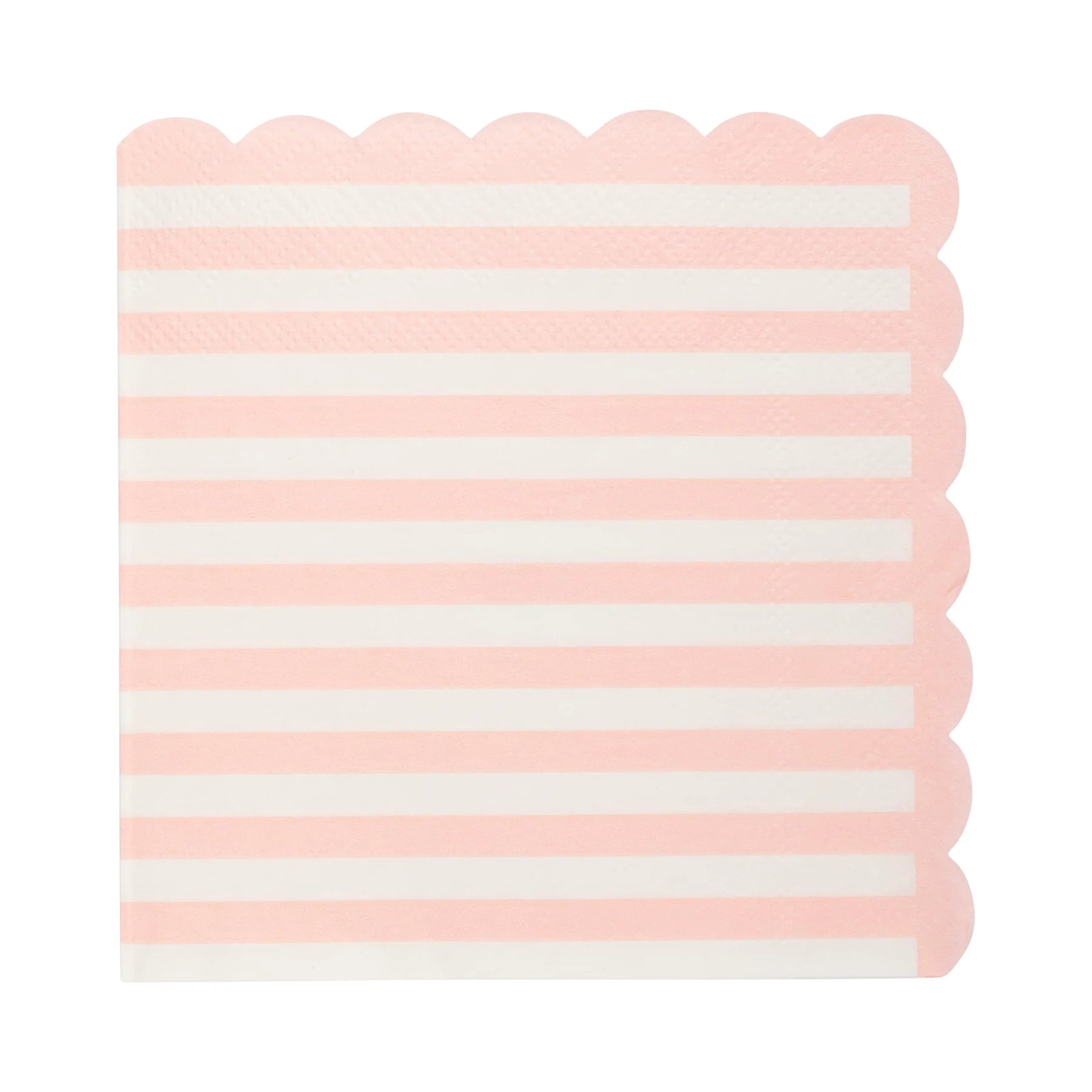 Pink Striped Scalloped Cocktail Napkins