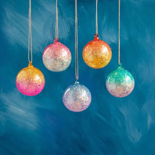 Iridescent Glitter Ball Ornament (Multiple Color Options)
