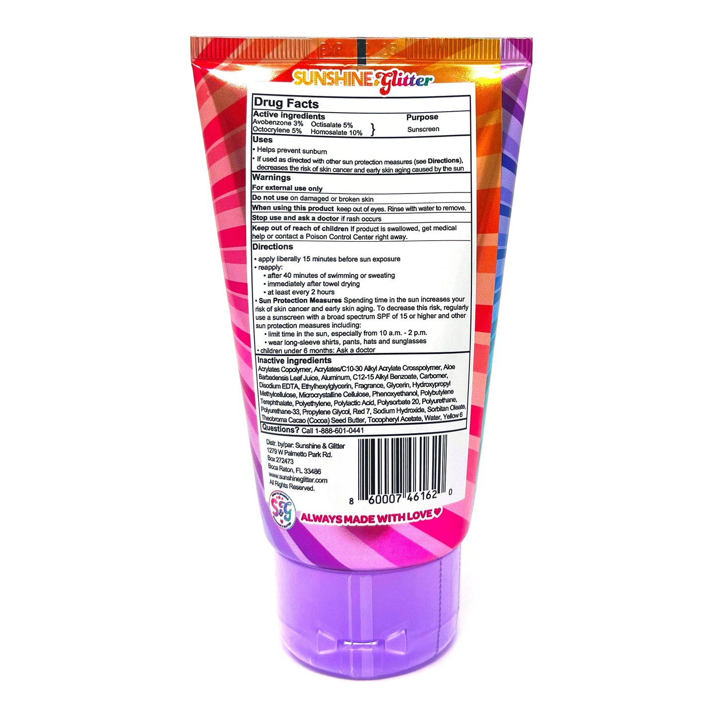 Sea Star Sparkle SPF 50 Biodegradable Glitter Sunscreen: Rainbow Party Cake (3.4oz)