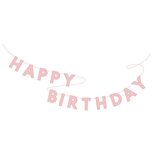 Pastel Pink Happy Birthday Signature Banner