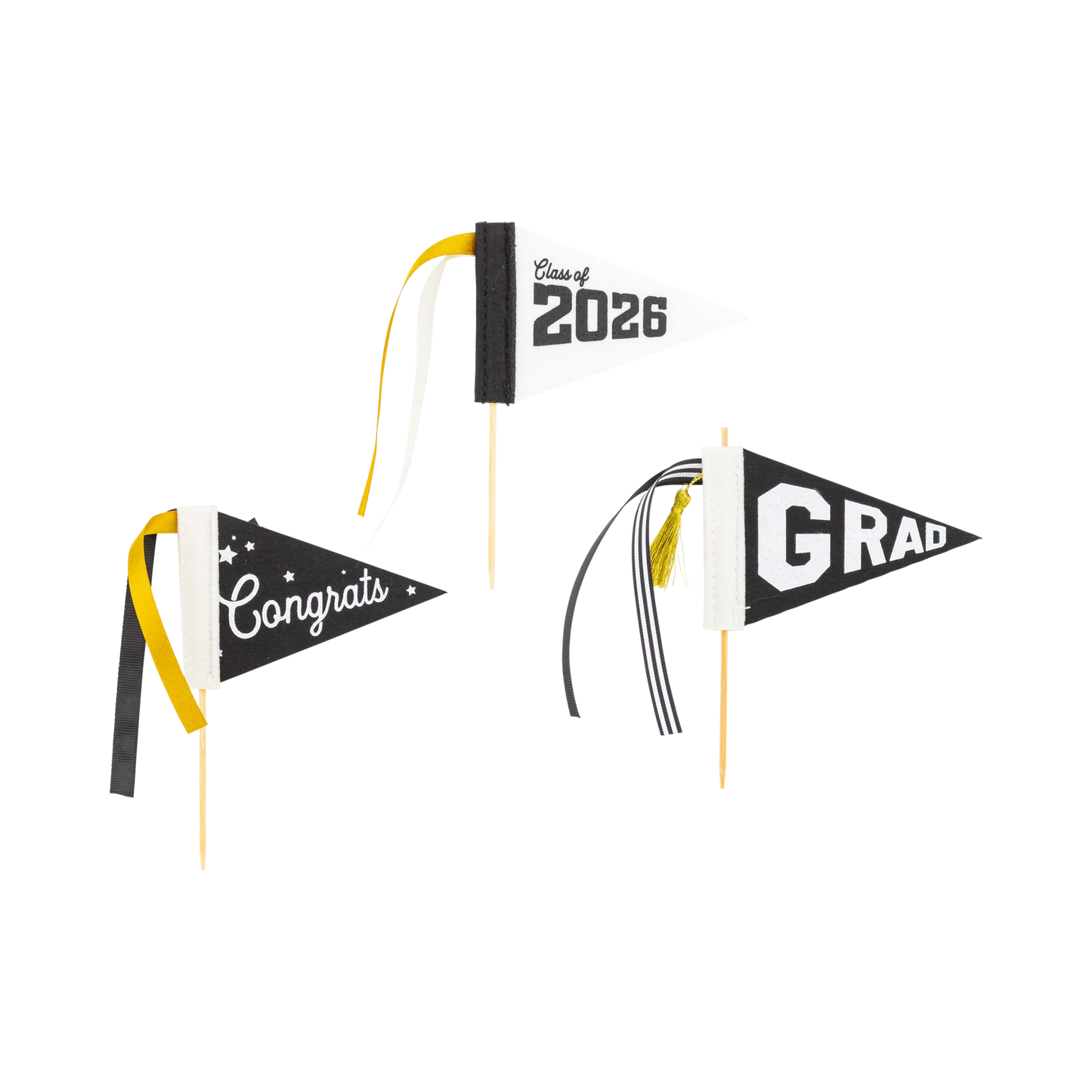 Mini Black & White Grad/Congrats Felt Pennant Banners