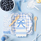 Blue Stripe Bow Scallop Guest Napkins