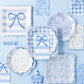 Blue Stripe Bow Scallop Guest Napkins