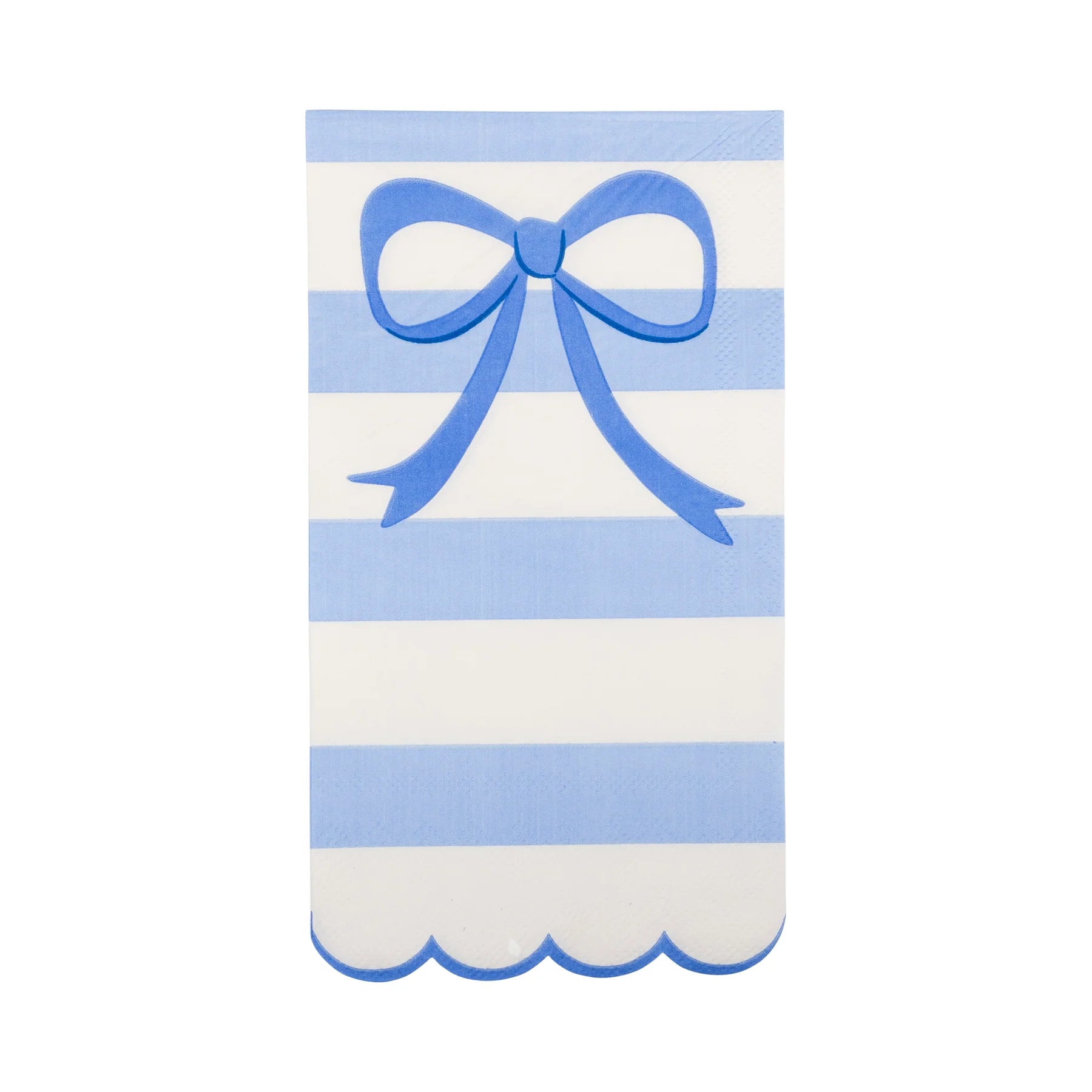 Blue Stripe Bow Scallop Guest Napkins - Thumbnail 2