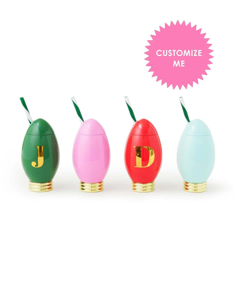 Customizable Holiday Christmas Light Sippers (set of 4)