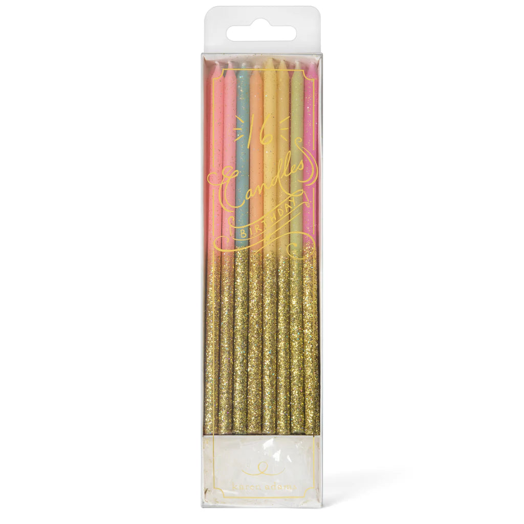 Pastel Glitter Dipped Birthday Candles