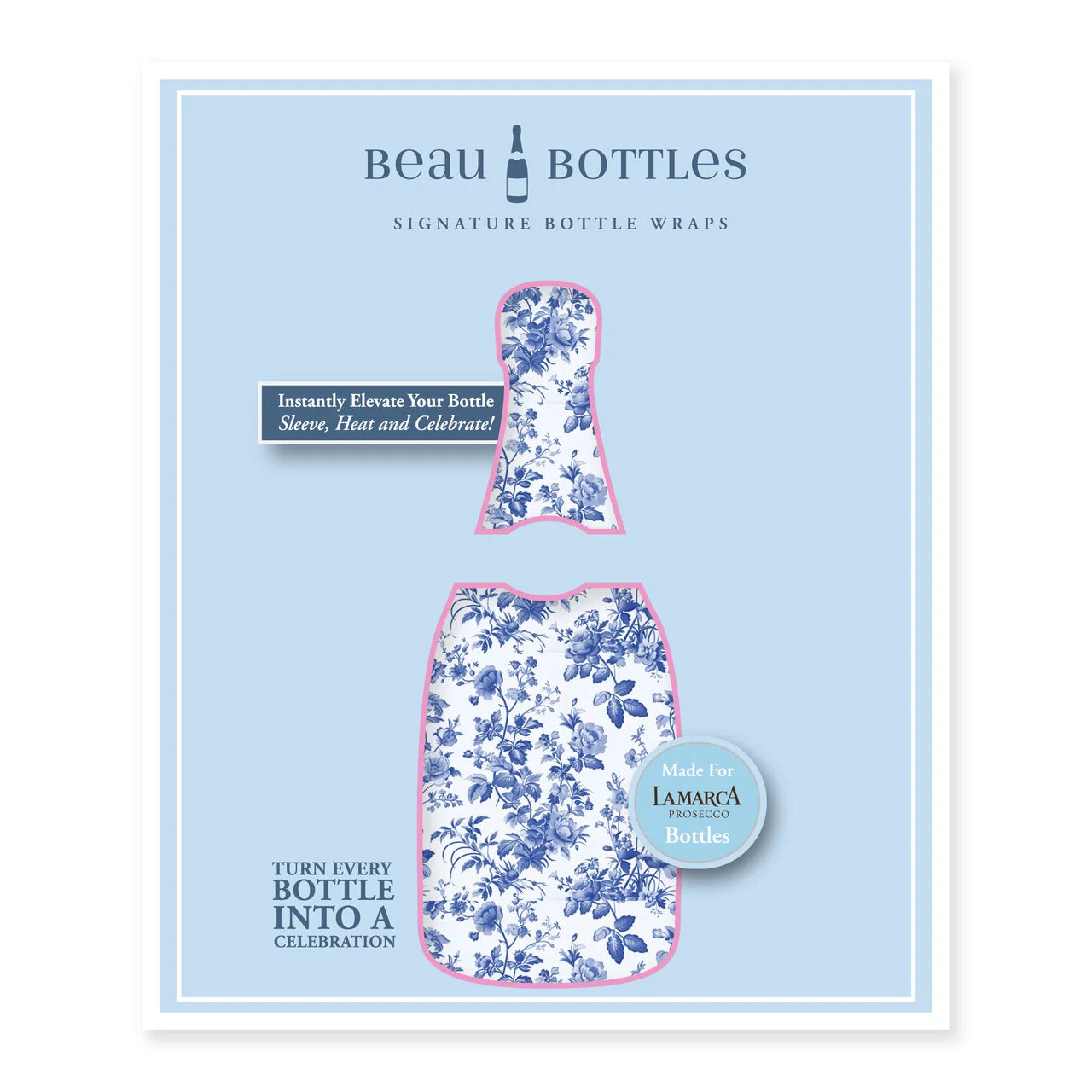 Grandmillienial Blue Floral Bottle Wrap (La Marca Edition)