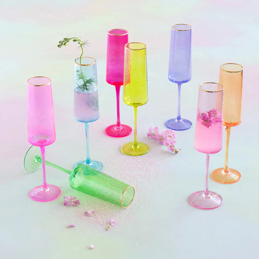 Rainbow Champagne Flutes (Assorted Colors)