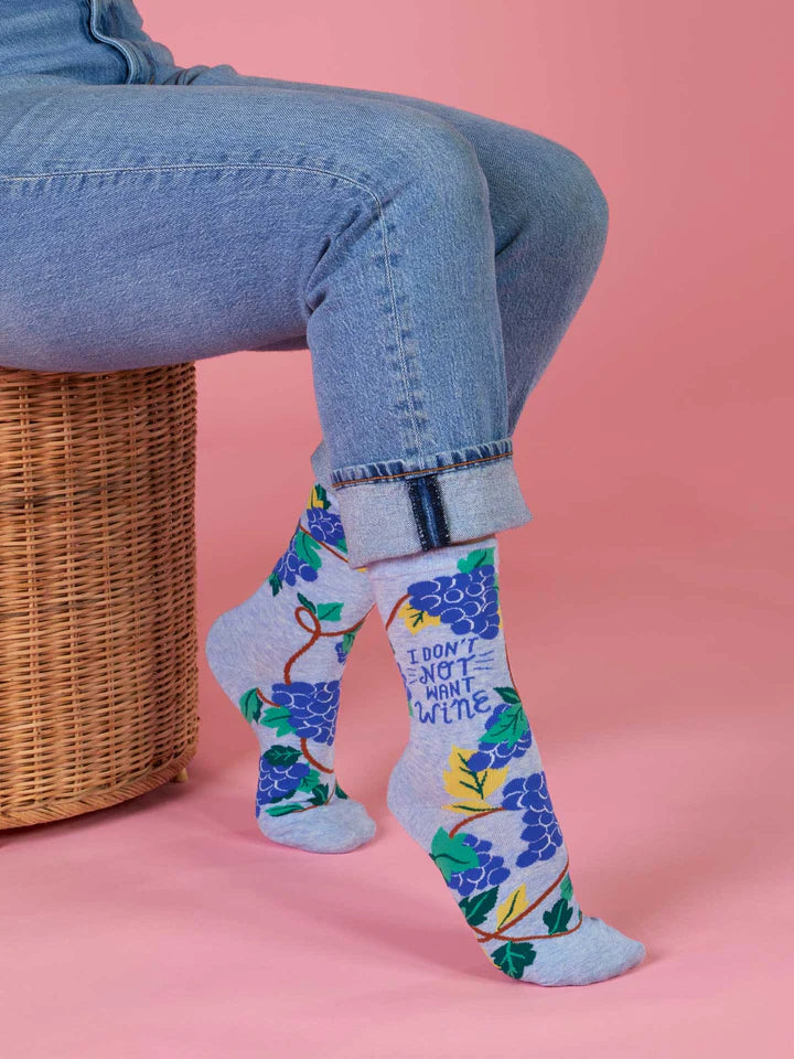 "Don't Not Want Wine" Crew Socks