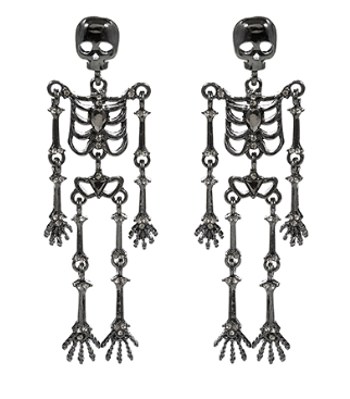 Hematite Dangling Skeleton Earrings