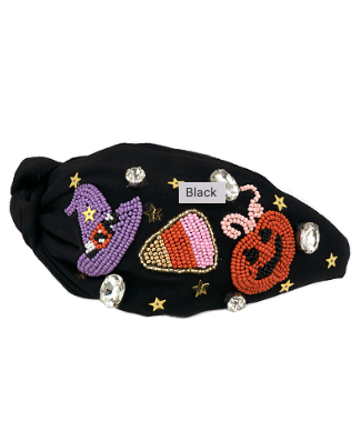 Black Halloween Seed Bead Headband