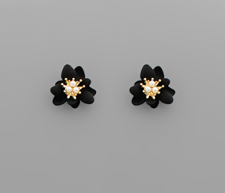 Mini Black Flower Studs