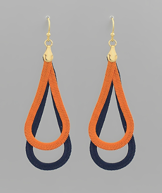 Navy & Orange Retro Link Earrings