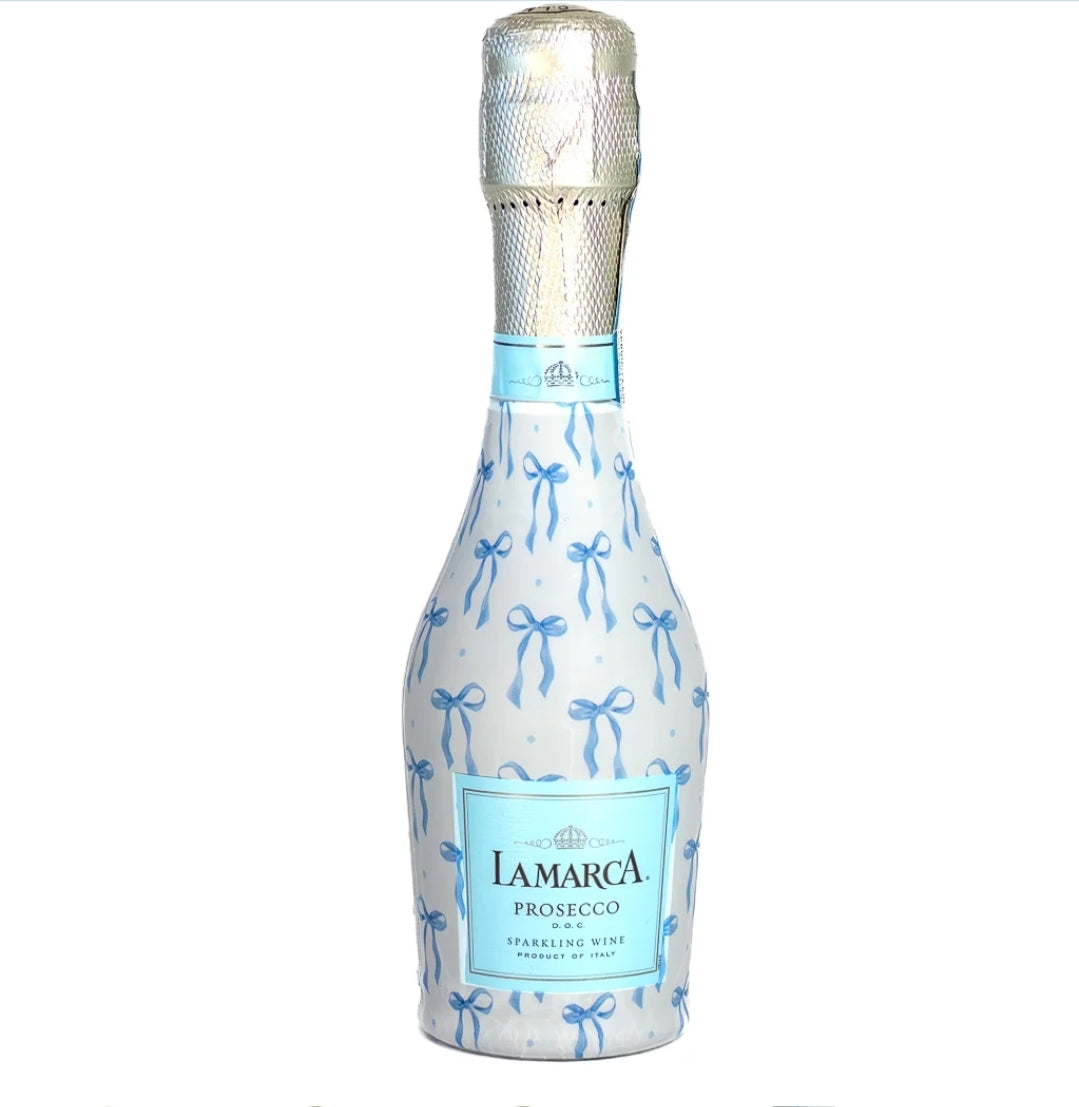 Beau Bottles Blue Bows Ring Bottle Wraps (Mini La Marca Edition - Set of 6)