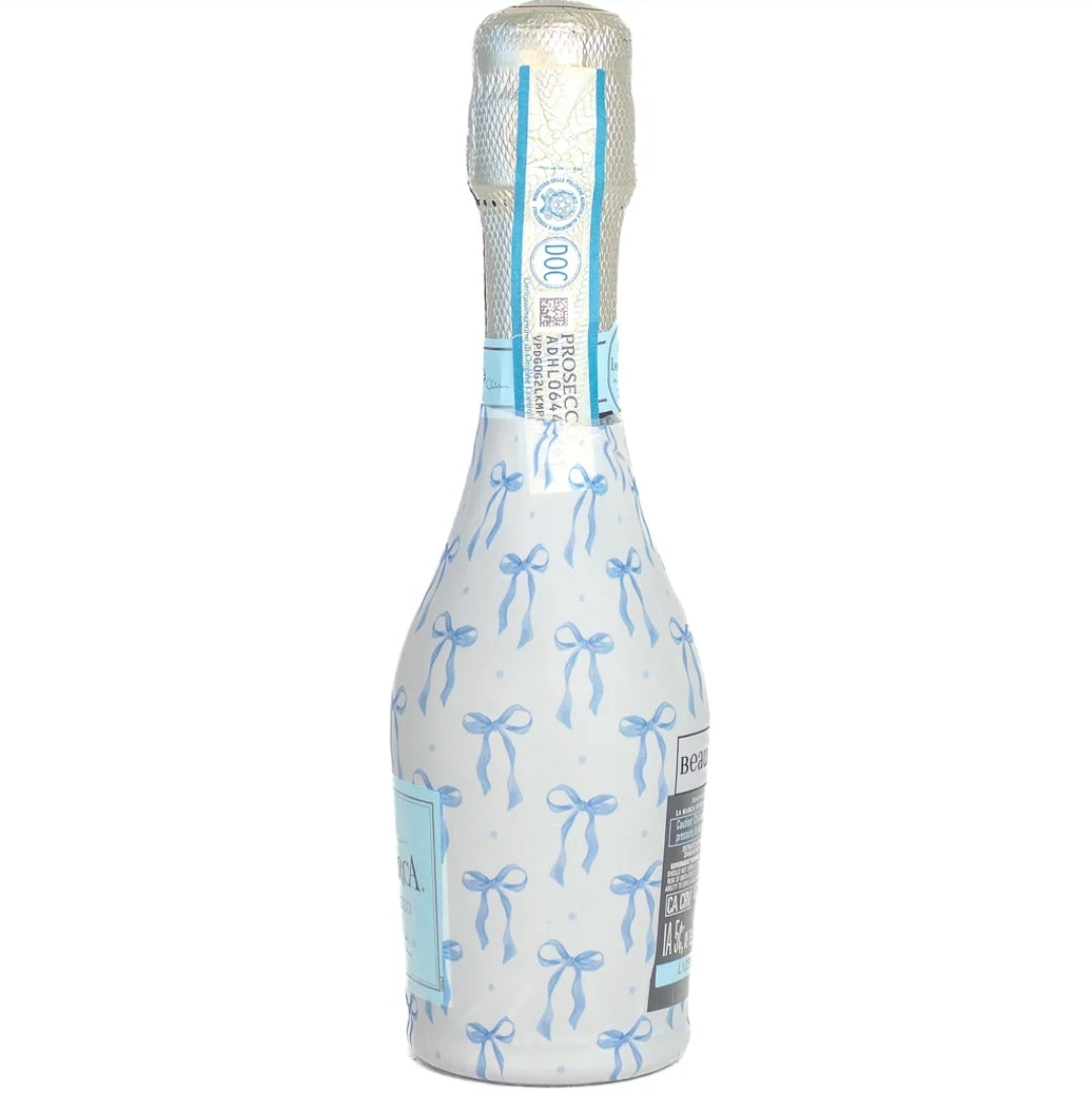 Beau Bottles Blue Bows Ring Bottle Wraps (Mini La Marca Edition - Set of 6)
