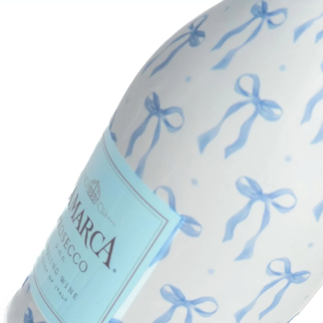 Beau Bottles Blue Bows Ring Bottle Wraps (Mini La Marca Edition - Set of 6)