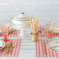 Paper Table Runner: Seafoam & Red Awning Stripe