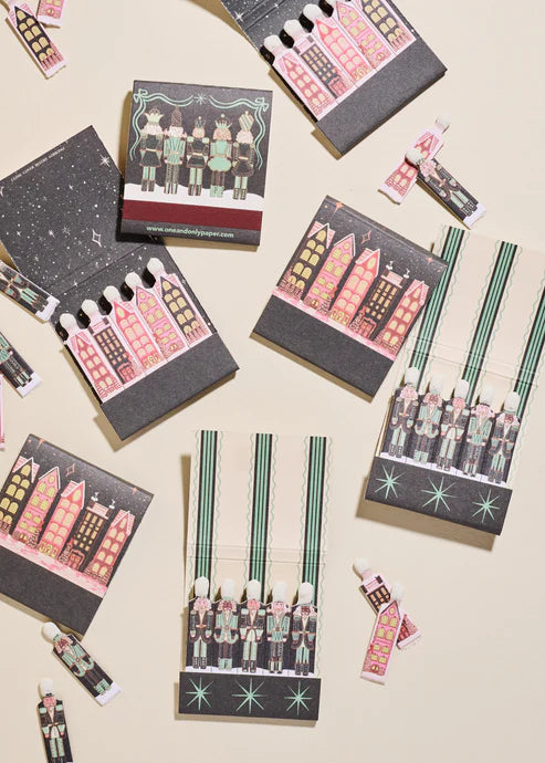 Green Nutcracker Printed 10-Stem Matchbooks