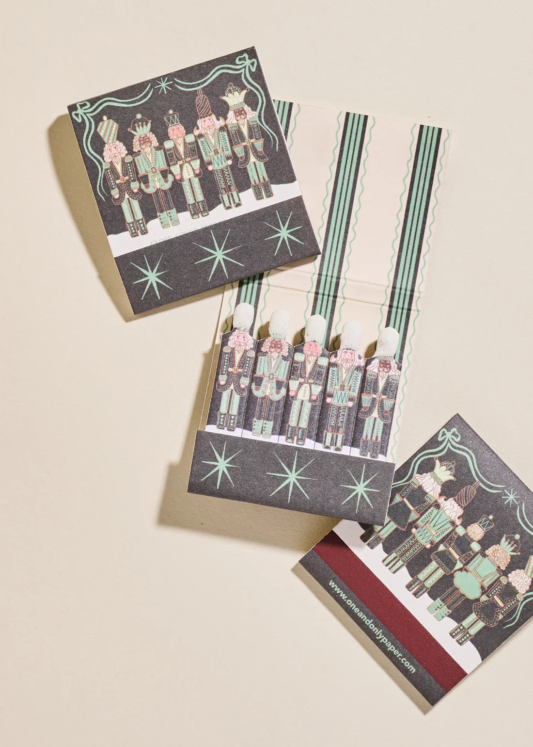 Green Nutcracker Printed 10-Stem Matchbooks