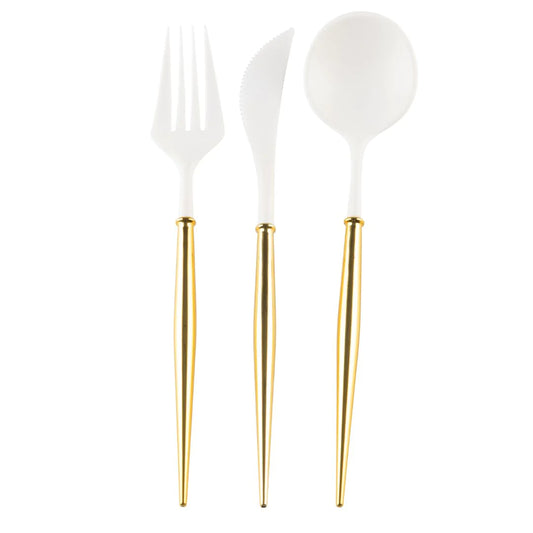 Bella Cutlery: Gold/White Handles