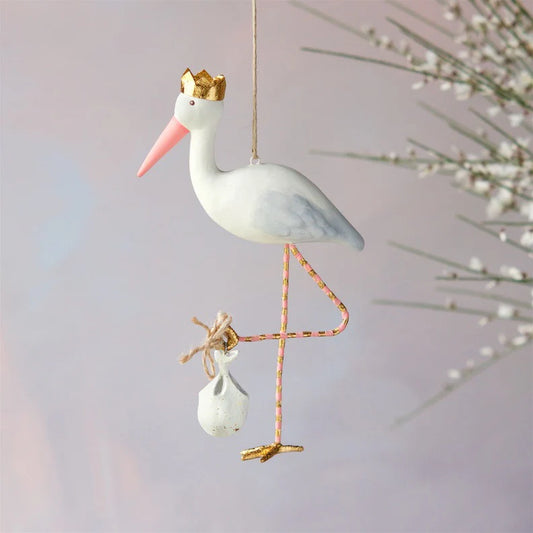 Pink Royal Stork Ornament