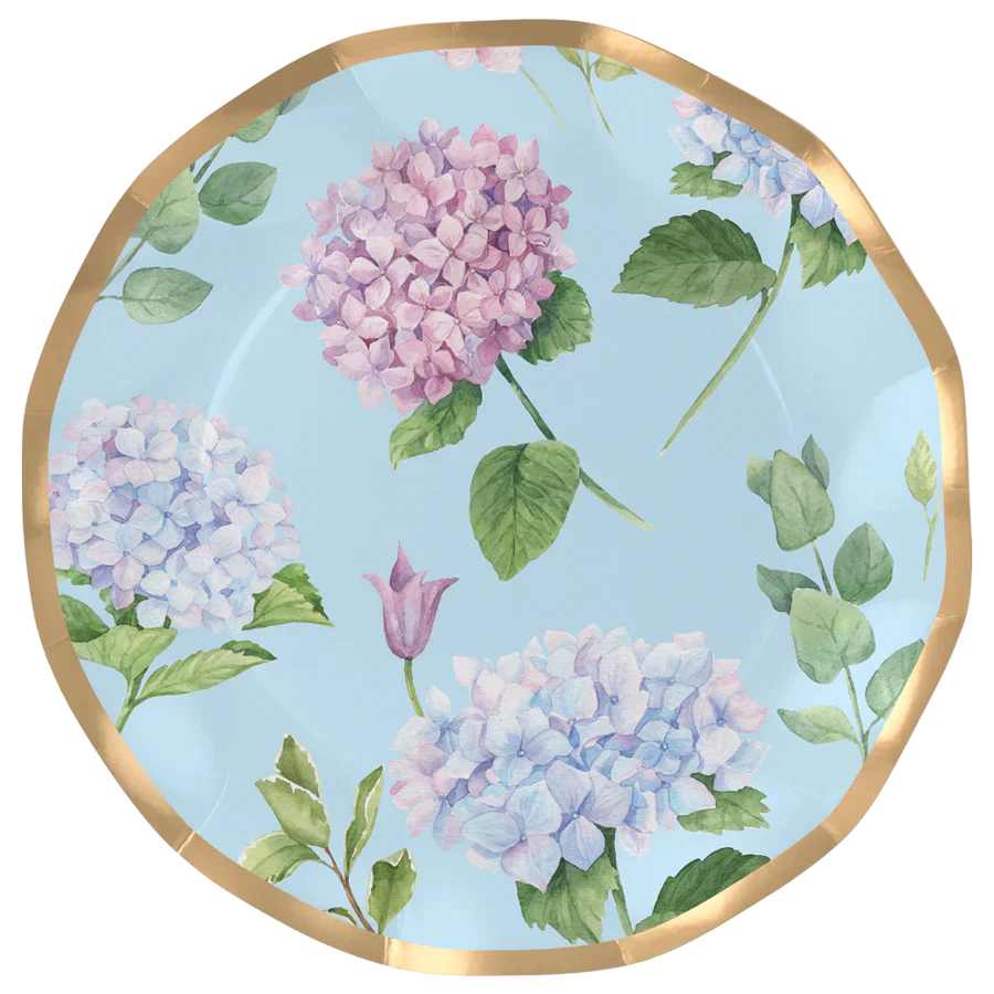 Wavy Dinner Plate: Hydrangeas