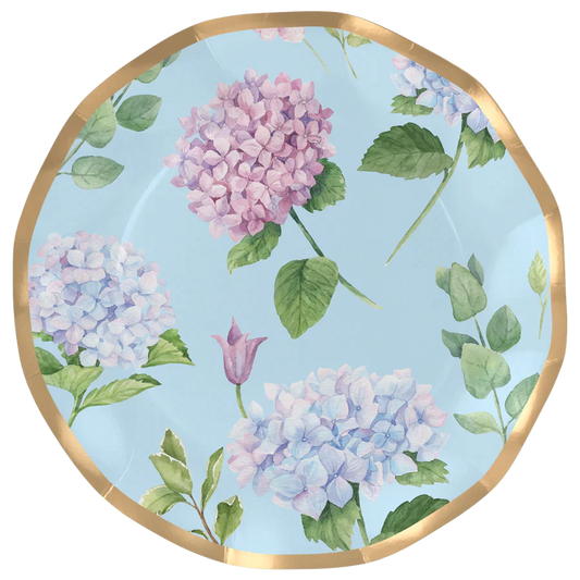 Wavy Dinner Plate: Hydrangeas