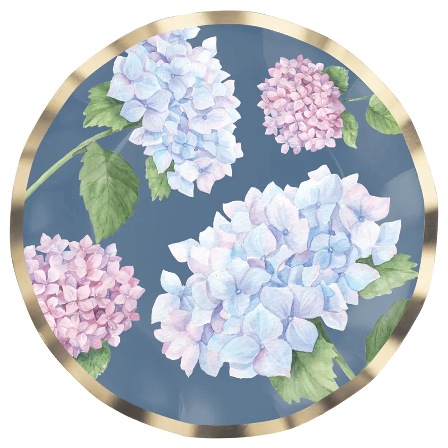 Wavy Salad Plate: Hydrangeas