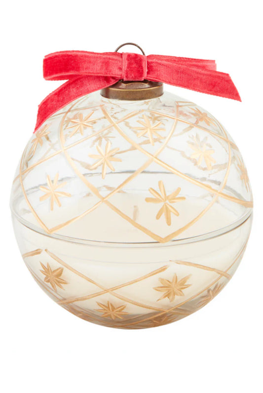 Clear Glass Ornament Candle (Smoked Cedar)