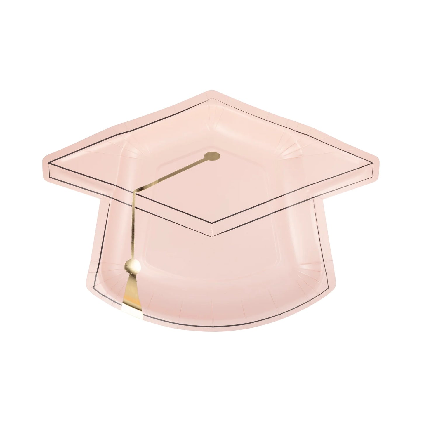Pink & Seafoam Grad Cap Shaped Plate Set