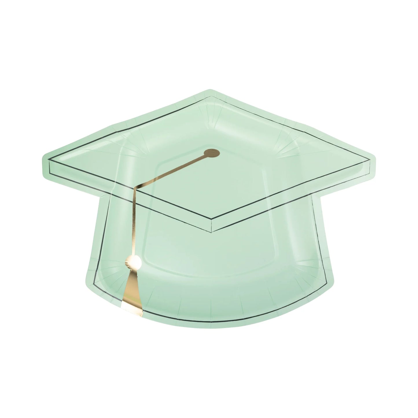 Pink & Seafoam Grad Cap Shaped Plate Set