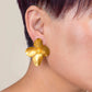 Matte Metallic Flower Earrings: Gold