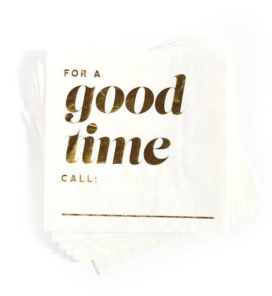 "For a Good Time Call..." Cocktail Napkins