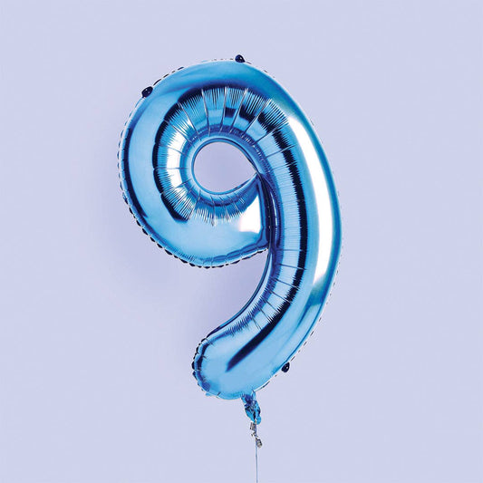 Hootyballoo by Club Green - Blue Number '9' Foil Balloon 34"