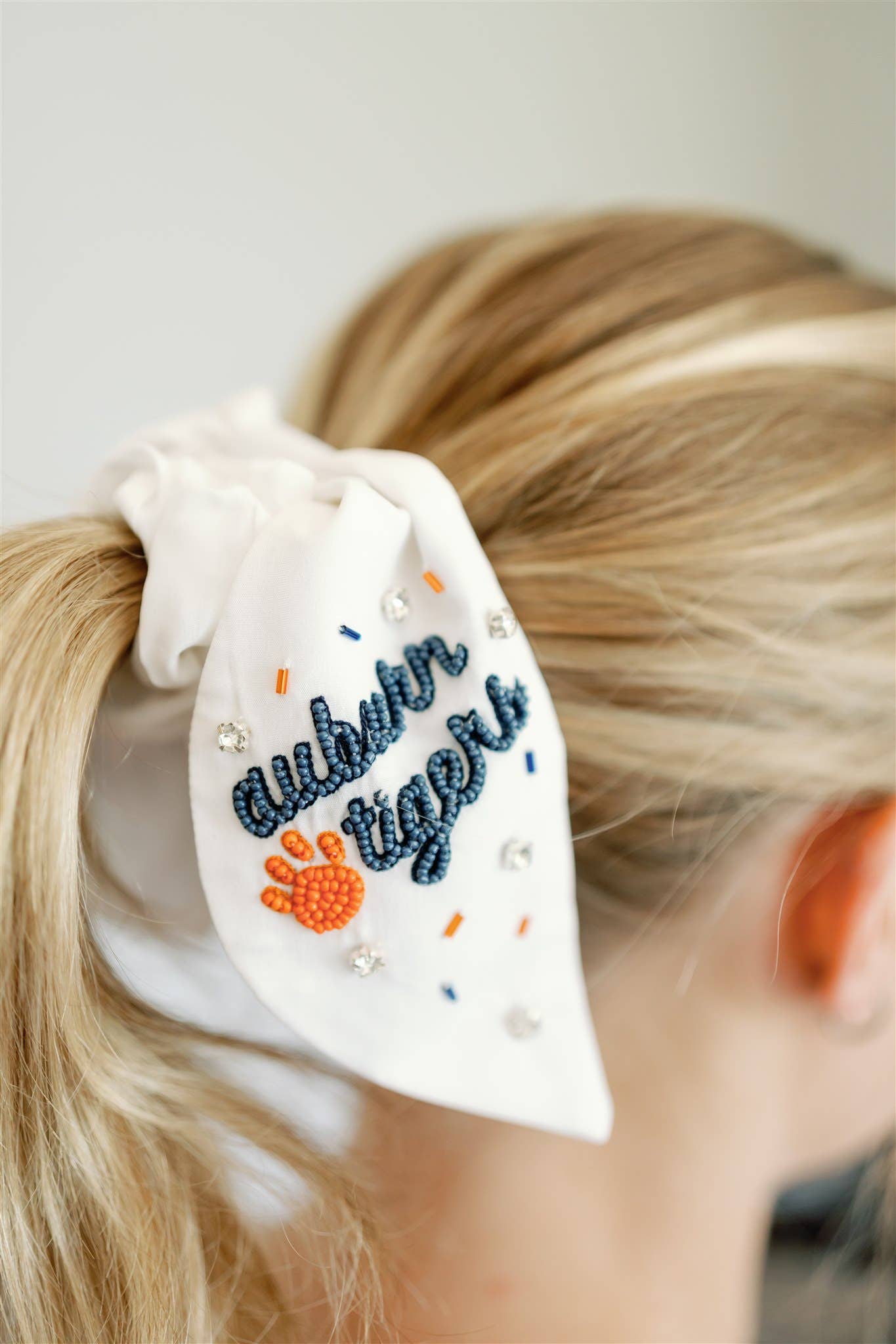 Auburn University Beaded Scrunchie