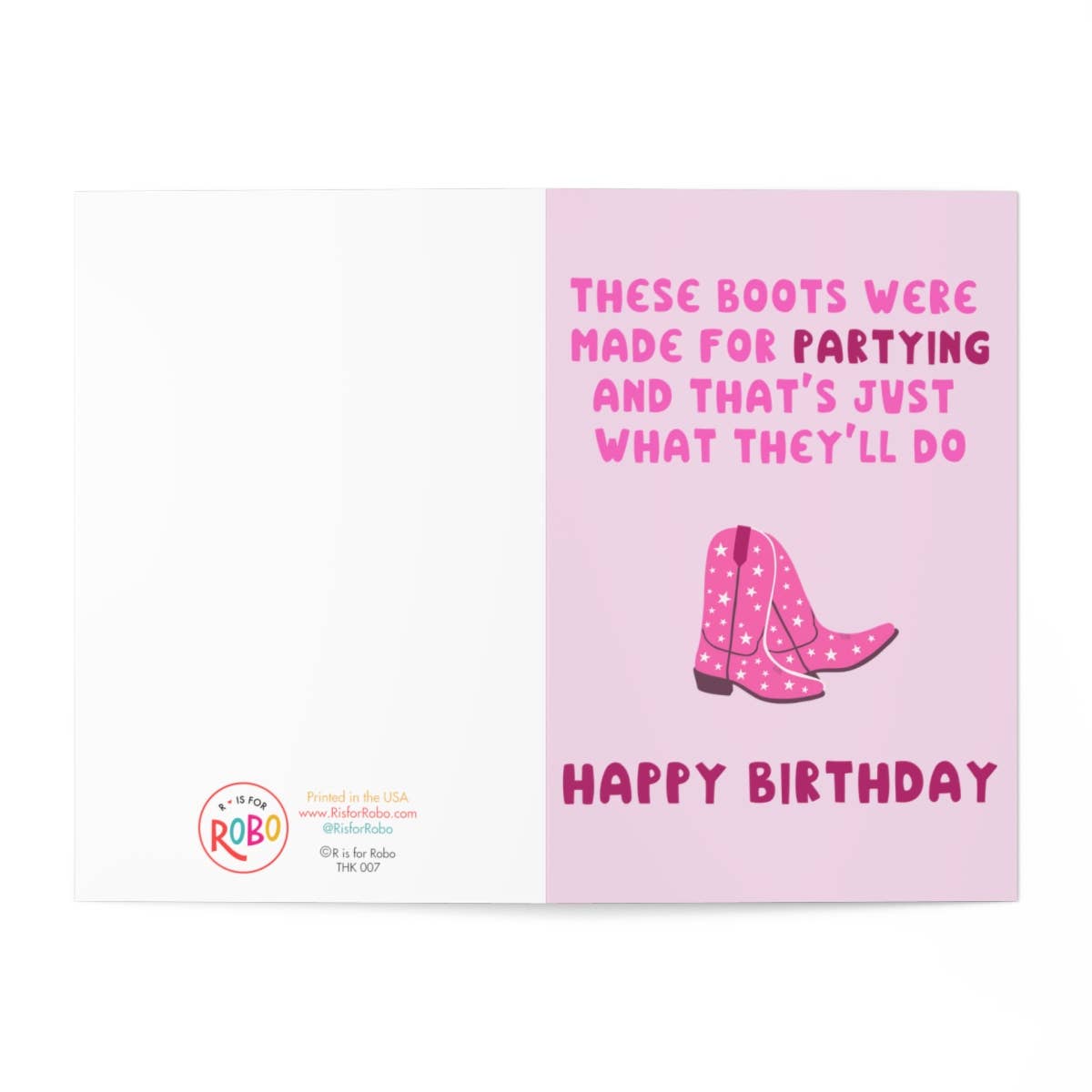 Greeting Card: Pink Cowboy Boots Birthday Card
