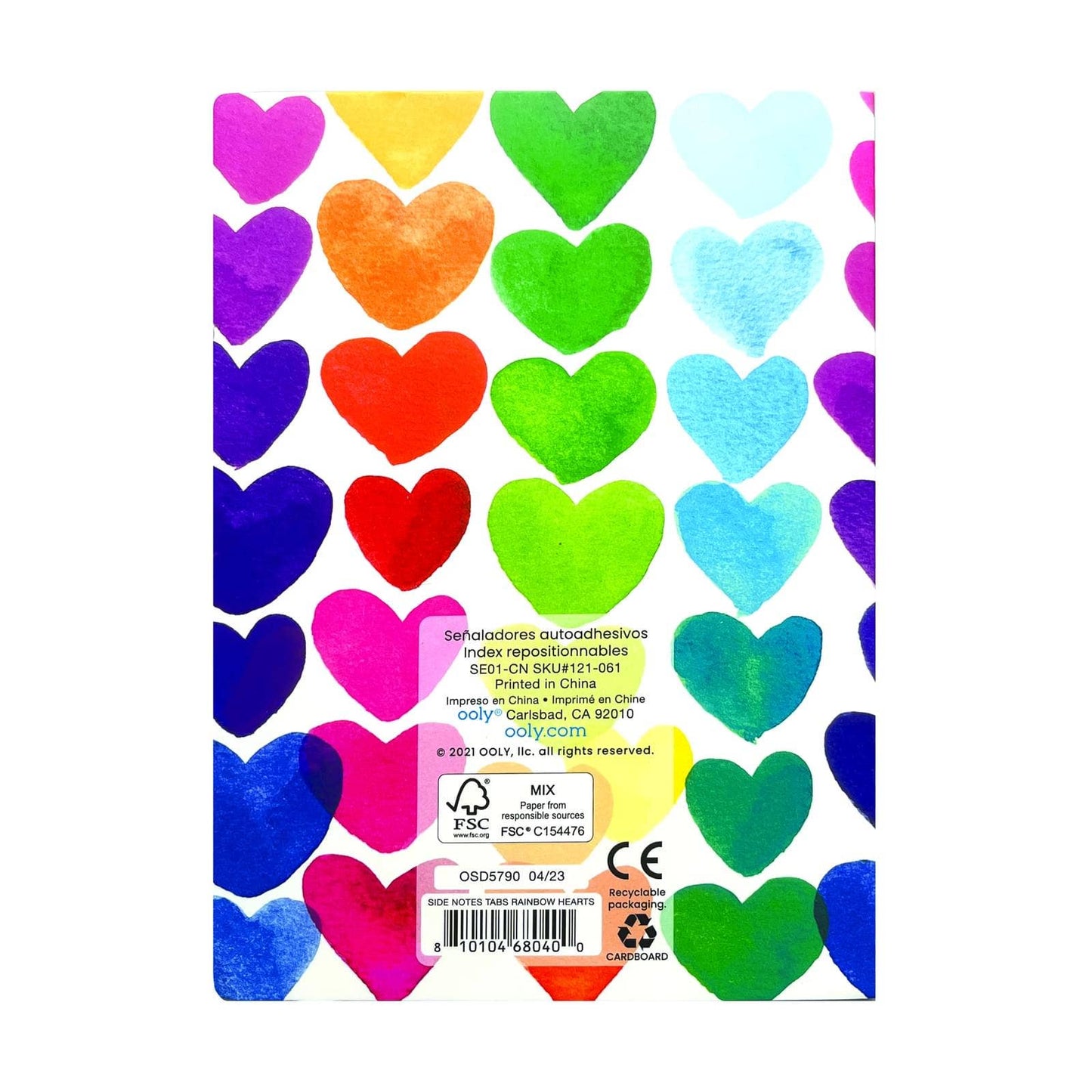 Side Notes Sticky Notes Tab Sets: Rainbow Hearts