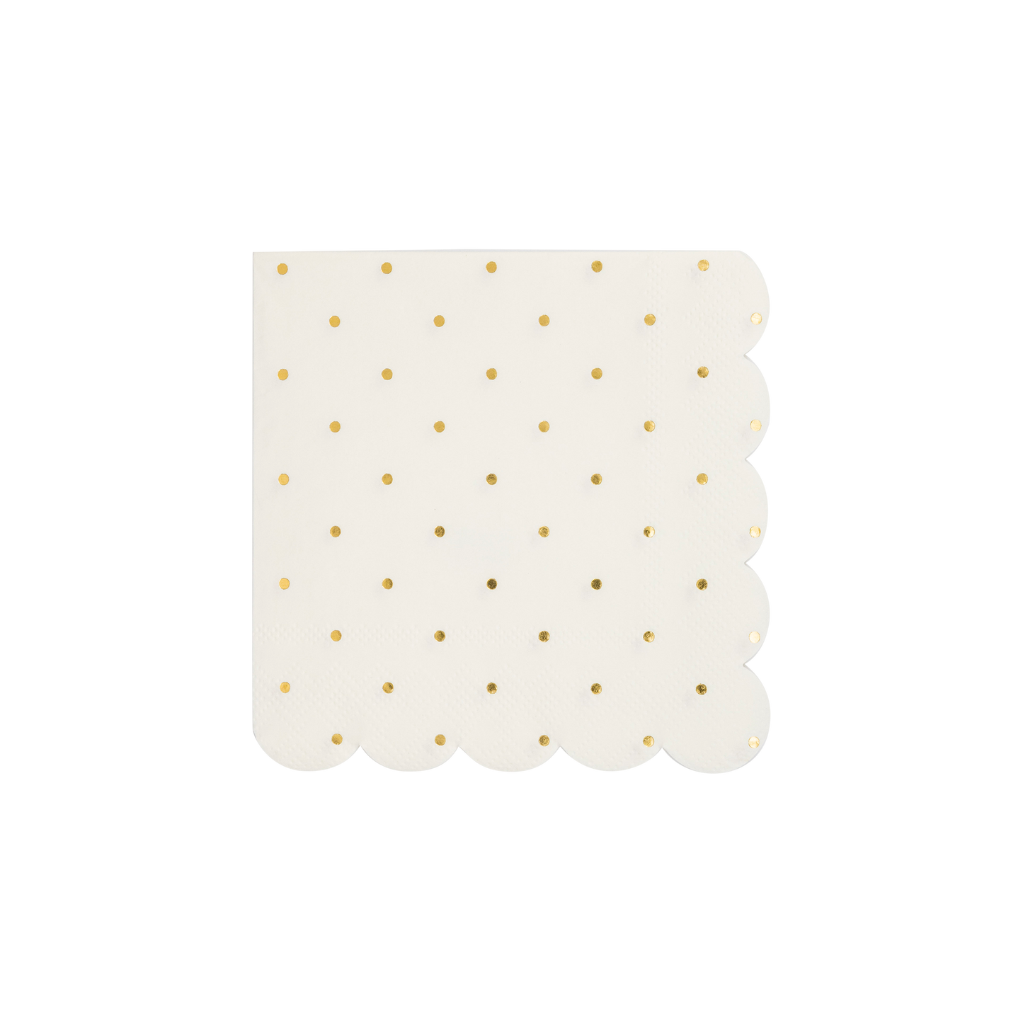 Cottage Gold Foil Polka Dot Scalloped Paper Cocktail Napkin