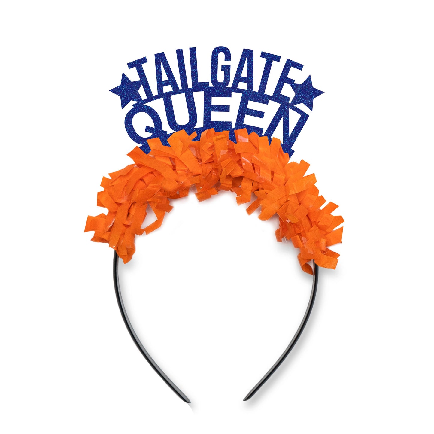 Tailgate Queen Game Day Party Headband: Orange/Blue