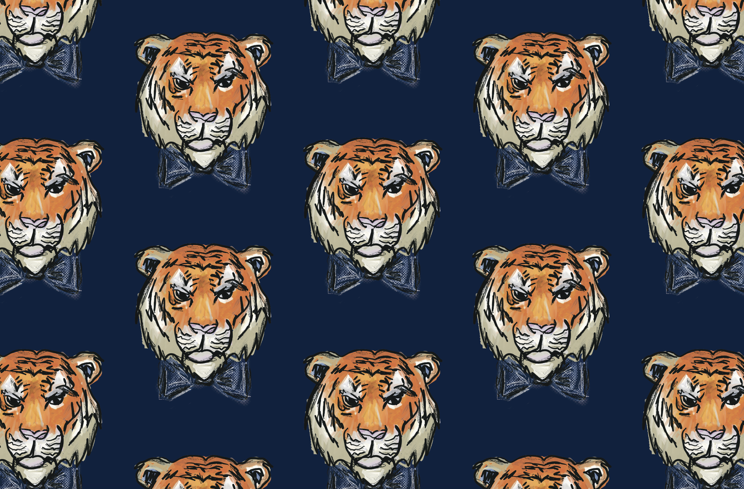 Tiger Wearing a Bow Tie Reversible Gift Wrap Sheets