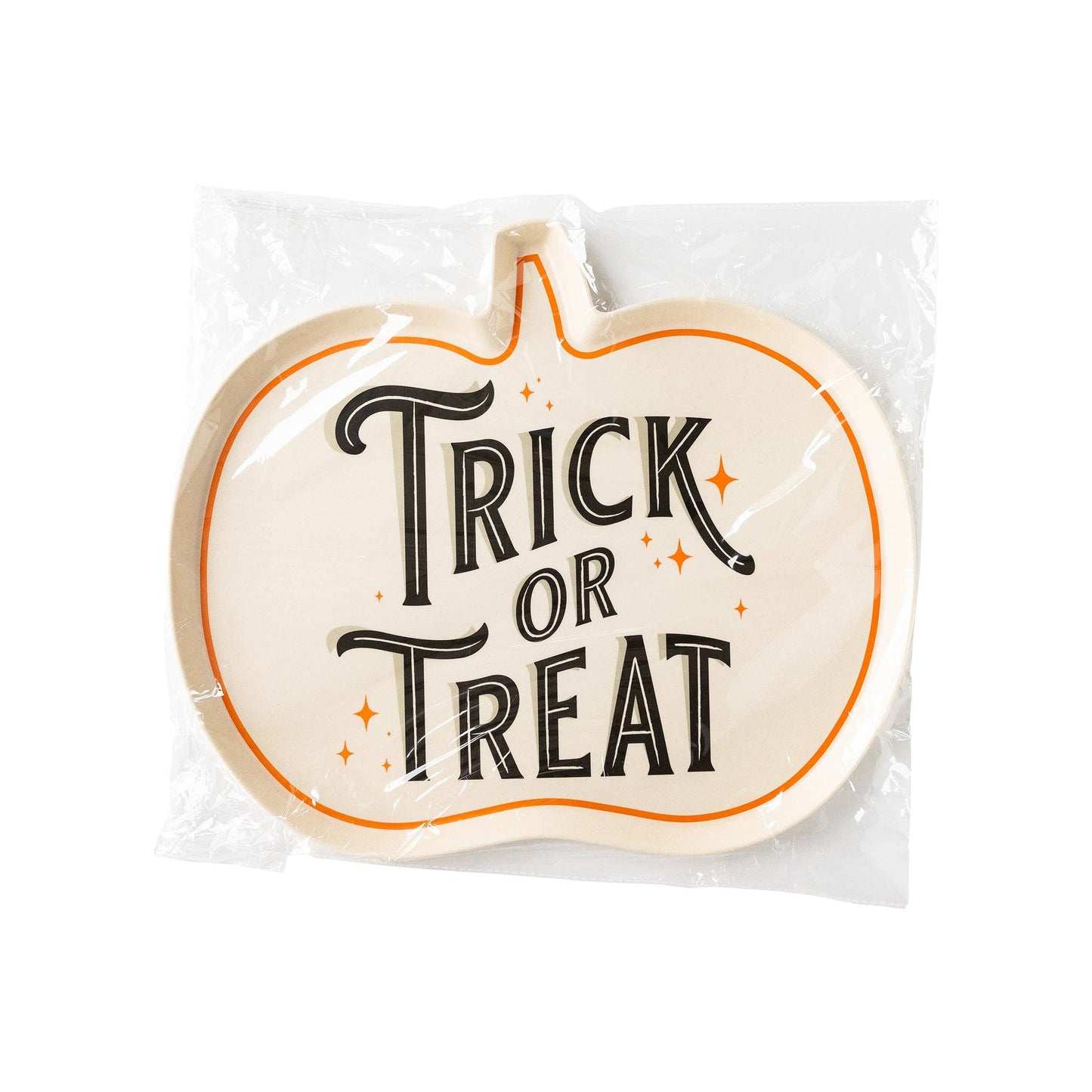 Pumpkin Shaped "Trick or Treat" Bamboo Serving Plate