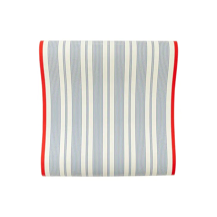 Paper Table Runner: Red and Blue Striped