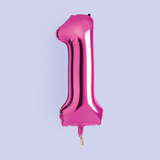 Hootyballoo by Club Green - Hot Pink Number '1' Foil Balloon 34"